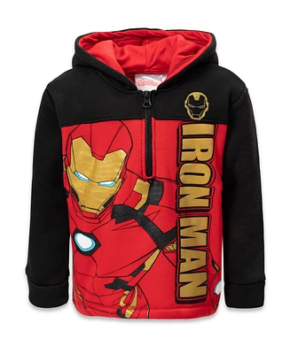 Marvel Little Boys Spider-Man Spider-Verse Avengers Hulk Black Panther Miles Morales Fleece Half Zip Hoodie to