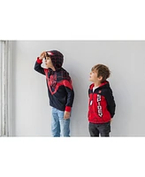 Marvel Big Boys Spider-Man Spider-Verse Avengers Hulk Black Panther Miles Morales Fleece Half Zip Hoodie to