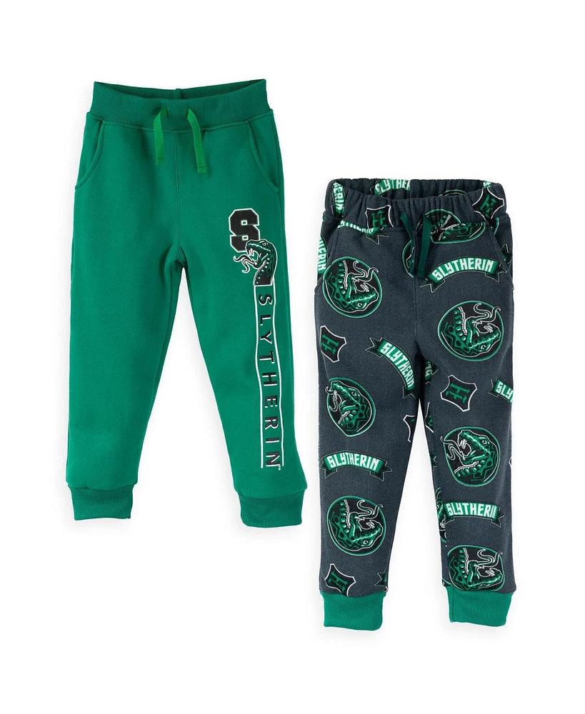 Harry Potter Boys Gryffindor Slytherin Hufflepuff Ravenclaw Fleece 2 Pack Jogger Pants to