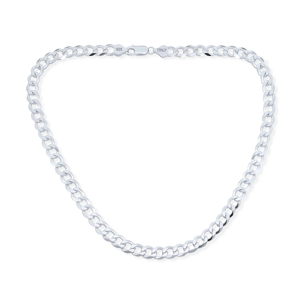 Bling Jewelry Solid Strong .925 Sterling Silver 180 Gauge 7MM Miami Cuban Curb Chain Necklace