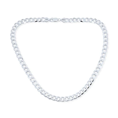 Bling Jewelry Solid Strong .925 Sterling Silver 180 Gauge 7MM Miami Cuban Curb Chain Necklace