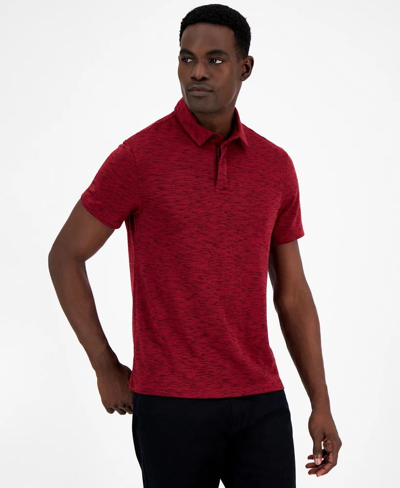 Alfani Alfatech Short Sleeve Marled Polo Shirt, Created for Macy's