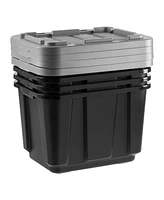 Iris Usa 11.5Gal/46Qt 4Pack All-Weather Heavy-Duty Stackable Storage Plastic Bin Tote Container with Quick Snap Lid (20" L x 15" W x 14" H) Black/Gray