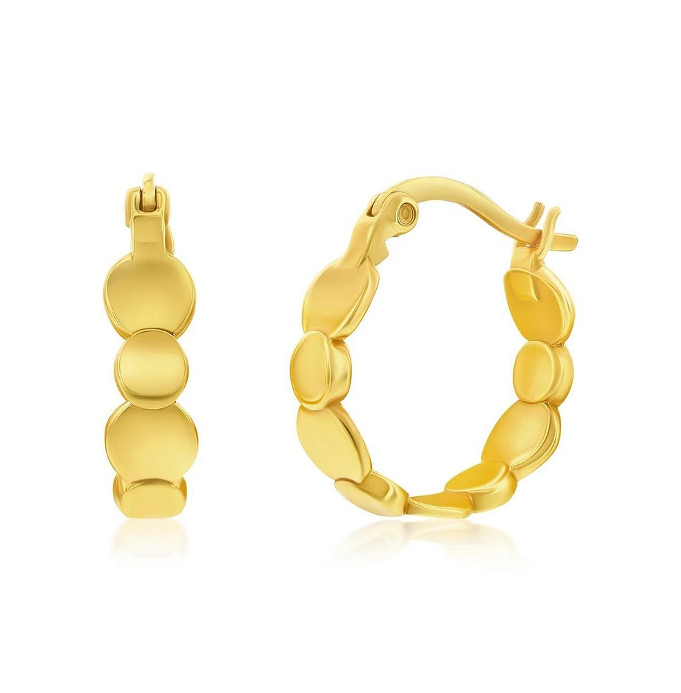 Simona Sterling Silver Alternating Circles Hoop Earrings - Gold Plated