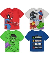 Marvel Boys Avengers Spidey and His Amazing Friends 4 Pack T-Shirts to