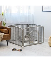 Iris Usa 24-inch Exercise 4-Panel Pet Playpen with Door, Silver