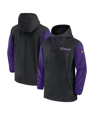 Nike Men's Black/Purple Minnesota Vikings 2024/25 Sideline Pre-Game Player 1/2-Zip Hoodie Jacket