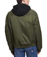 Guess Men's John Bomber Jacket with Removable Hooded Inset