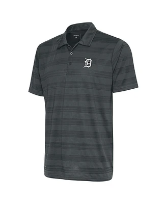 Antigua Men's Gray Detroit Tigers Metallic Compass Polo