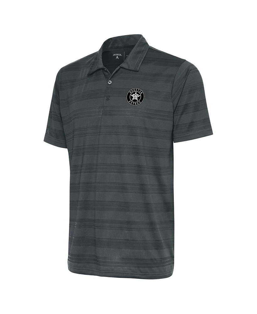 Antigua Men's Gray Houston Astros Metallic Compass Polo