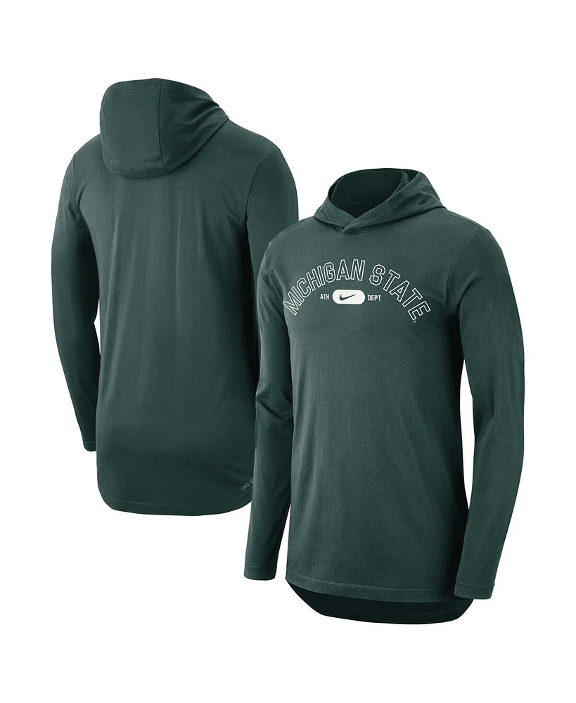 Nike Men's Green Michigan State Spartans Campus Performance Tri-Blend Long Sleeve Hoodie T-Shirt