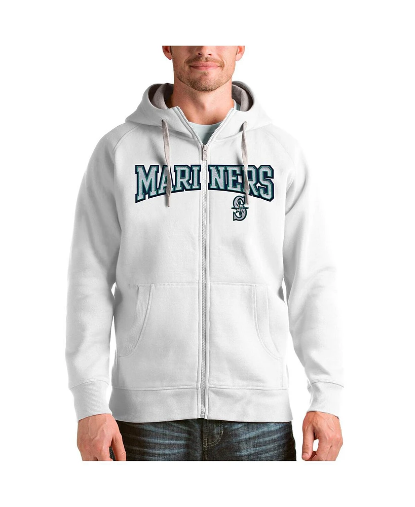 Antigua Men's White Seattle Mariners Team Logo Victory Full-Zip Hoodie