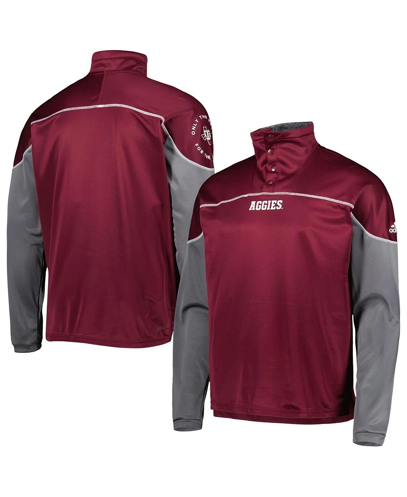 Adidas Men's Maroon Texas A&M Aggies Aeroready Knit Quarter-Snap Jacket