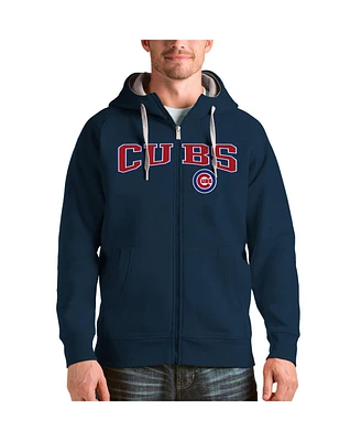 Antigua Men's Navy Chicago Cubs Team Logo Victory Full-Zip Hoodie