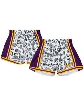 Mitchell & Ness Women's White Los Angeles Lakers Doodle Shorts