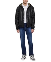 Guess Men's Gary Faux Leather Hooded Jacket