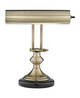 Traditional Piano Banker Desk Lamp 12" High Antique Brass Gold Metal Shade Adjustable Arm Decor for Living Room Bedroom House Bedside Nightstand Home