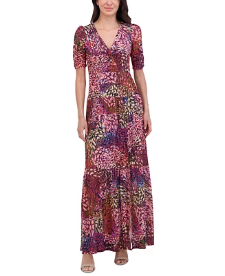 Vince Camuto Women's V-Neck Front-Shirred Maxi Dress