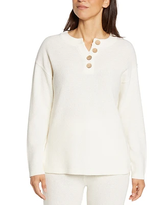 Three Dots Women's Parma Henley Long-Sleeve Top