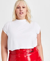 Bar Iii Trendy Plus Short-Sleeve Blouson Tee, Created for Macy's