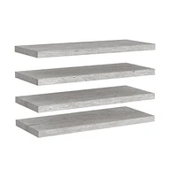 vidaXL Floating Wall Shelves 4 pcs Concrete Gray 31.5"x9.3"x1.5" Mdf