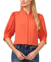 CeCe Women's 3/4-Sleeve Collared Button Down Blouse