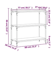 vidaXL Bookcase 3-Tier Black 31.5"x11.8"x33.9" Engineered Wood