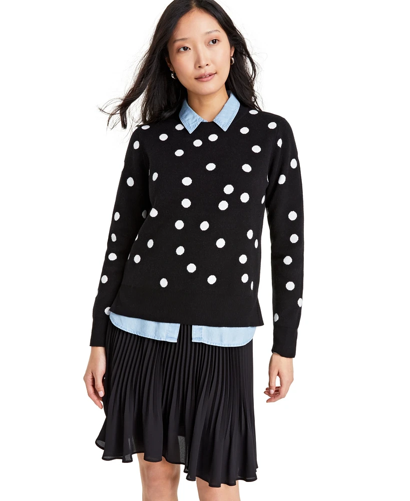 On 34th Women's Crewneck Long-Sleeve Sweater, Created for Macy's