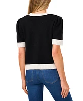 CeCe Women's Tipped Short-Sleeve Cardigan