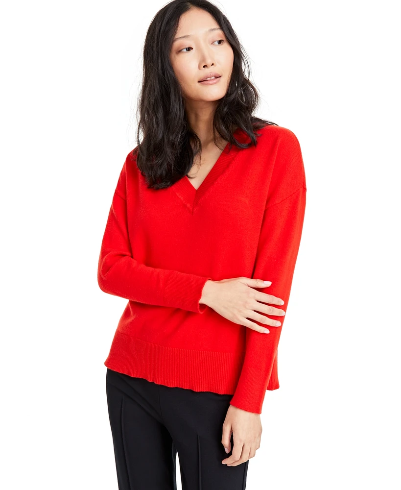 On 34th Women's V-Neck Dropped-Shoulder Sweater, Created for Macy's