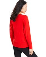 On 34th Women's V-Neck Dropped-Shoulder Sweater, Created for Macy's