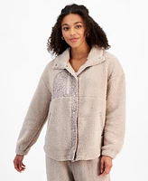 Hippie Rose Juniors' Snowflake Sherpa Snap-Front Jacket & Claw Clip