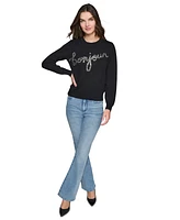 Karl Lagerfeld Paris Women's Embellished Graphic Sweater