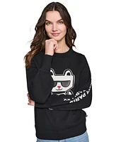 Karl Lagerfeld Paris Women's Choupette Crewneck Sweater, Regular & Petites