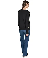 Karl Lagerfeld Paris Women's Button-Sleeve Sweater, Regular & Petite