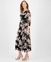 Jamie & Layla Petite 3/4-Sleeve Printed Midi Dress