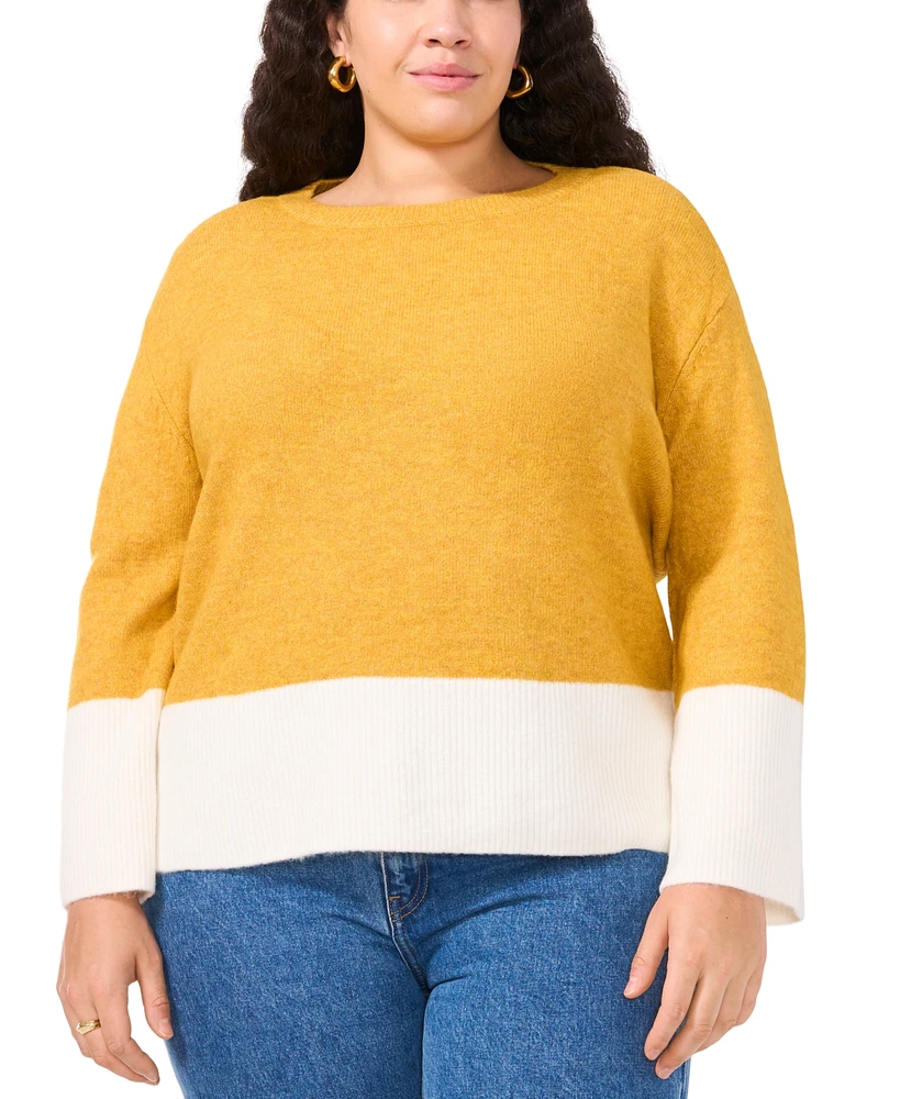 Vince Camuto Plus Colorblocked Crewneck Sweater