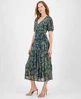 Jamie & Layla Petite Paisley Faux-Wrap Midi Dress