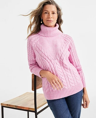 Style & Co Women's Lurex Cable-Knit Turtleneck Sweater, Created for Macy's