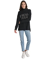 Dkny Jeans Women's Mock Neck Logo Sweater