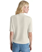 Dkny Jeans Women's Stud Logo Mock Neck Elbow-Sleeve Sweater