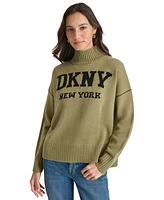 Dkny Jeans Women's Intarsia Logo Turtleneck Sweater