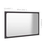 vidaXL Bathroom Mirror Gray 23.6"x0.6"x14.6" Engineered Wood