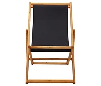 vidaXL Folding Beach Chair Eucalyptus Wood and Fabric Black