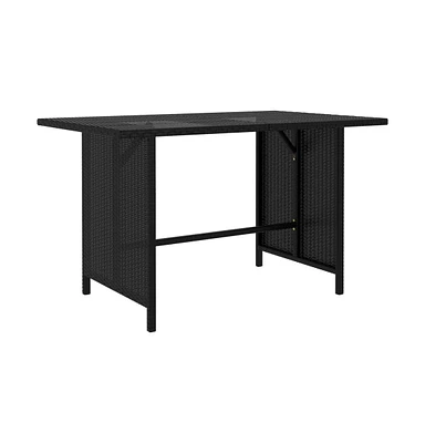 vidaXL Patio Dining Table Black 43.3"x27.6"x25. 6"Poly Rattan