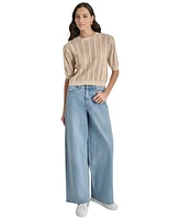 Dkny Jeans Women's Mixed Stitch Puff-Sleeve Sweater