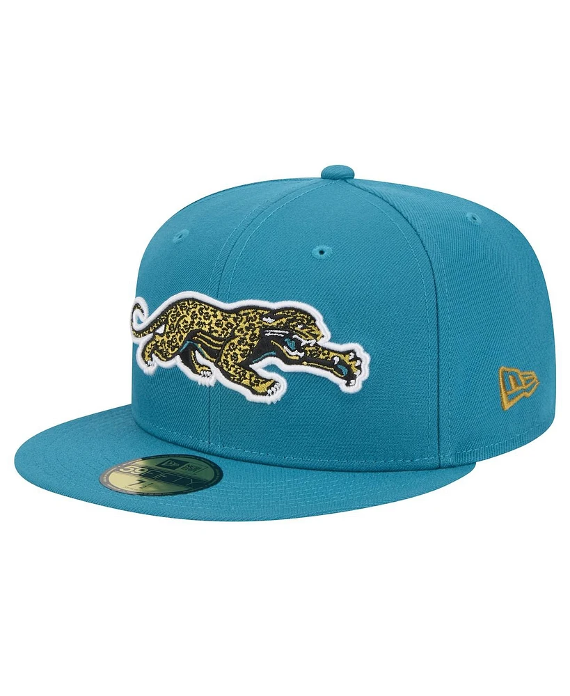 New Era Men's Teal Jacksonville Jaguars Throwback Crawl Omaha 59FIFTY Fitted Hat