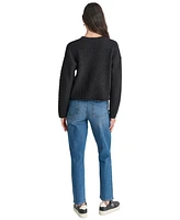 Dkny Jeans Women's Metallic Cable Knit Crewneck Sweater