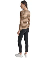 Dkny Jeans Women's Striped Long-Sleeve Crewneck Top