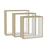 vidaXL Wall Cube Shelves 3 pcs White and Sonoma Oak